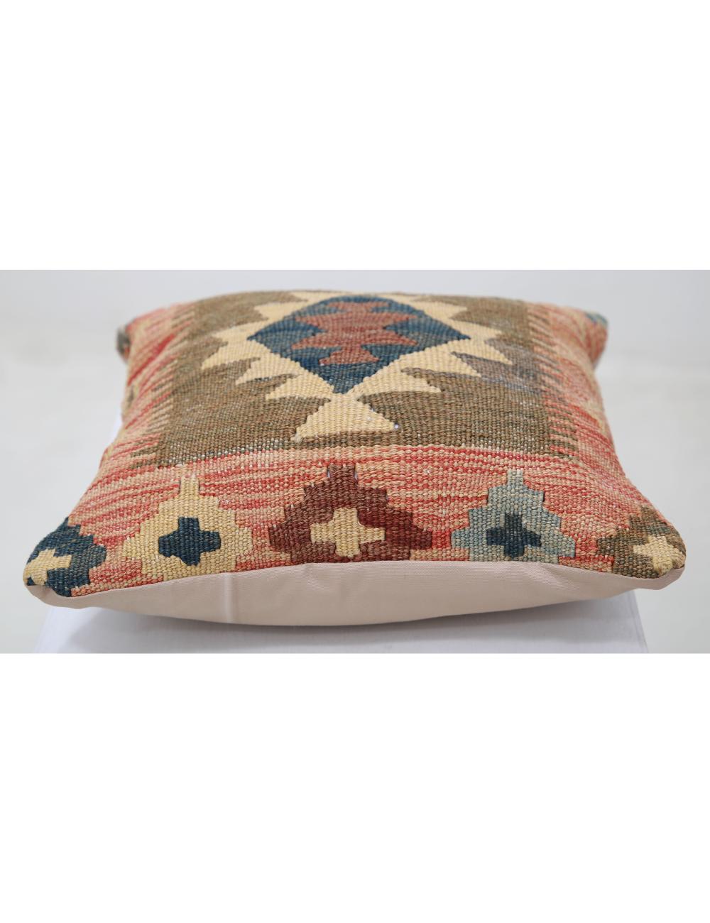 Hand Woven Tribal Multi Color Geometric Wool Pillow - 1'5'' x 1'5'' Arteverk Arteverk Rugs