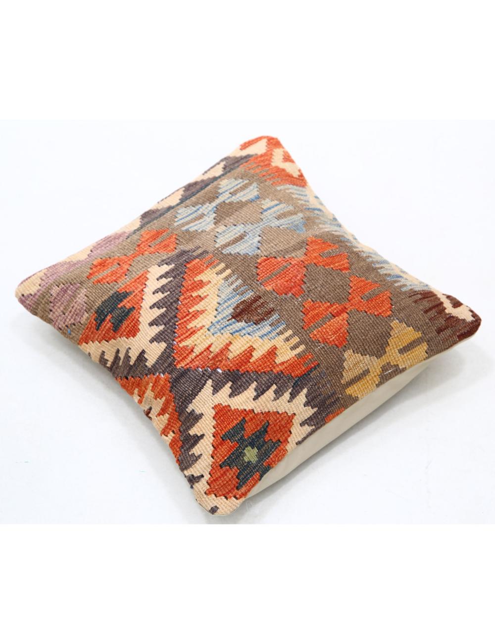 Hand Woven Tribal Multi Color Geometric Wool Pillow - 1'5'' x 1'5'' Arteverk Arteverk Rugs