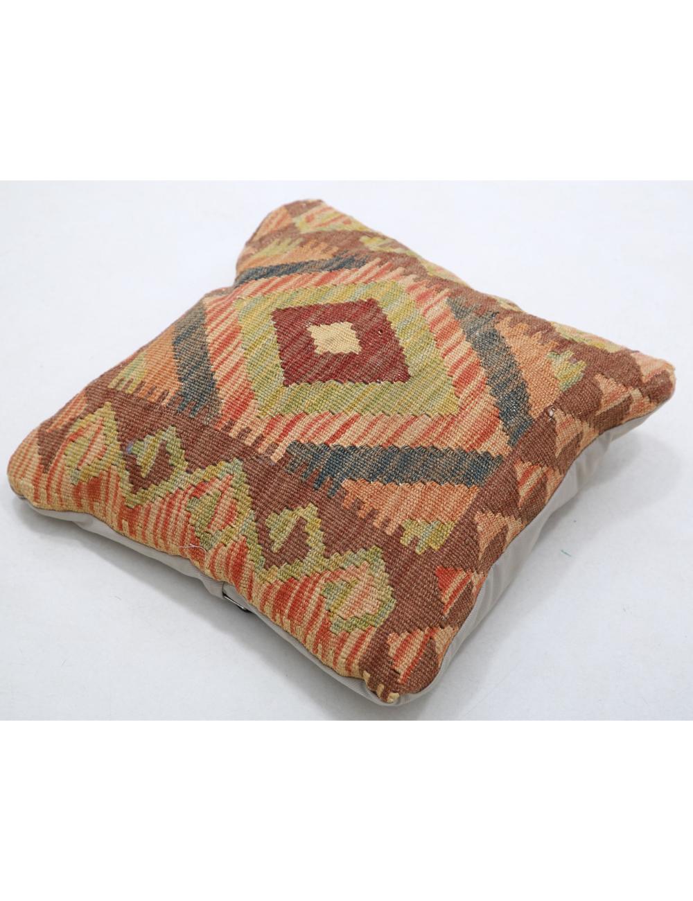 Hand Woven Tribal Multi Color Geometric Wool Pillow - 1'5'' x 1'5'' Arteverk Arteverk Rugs