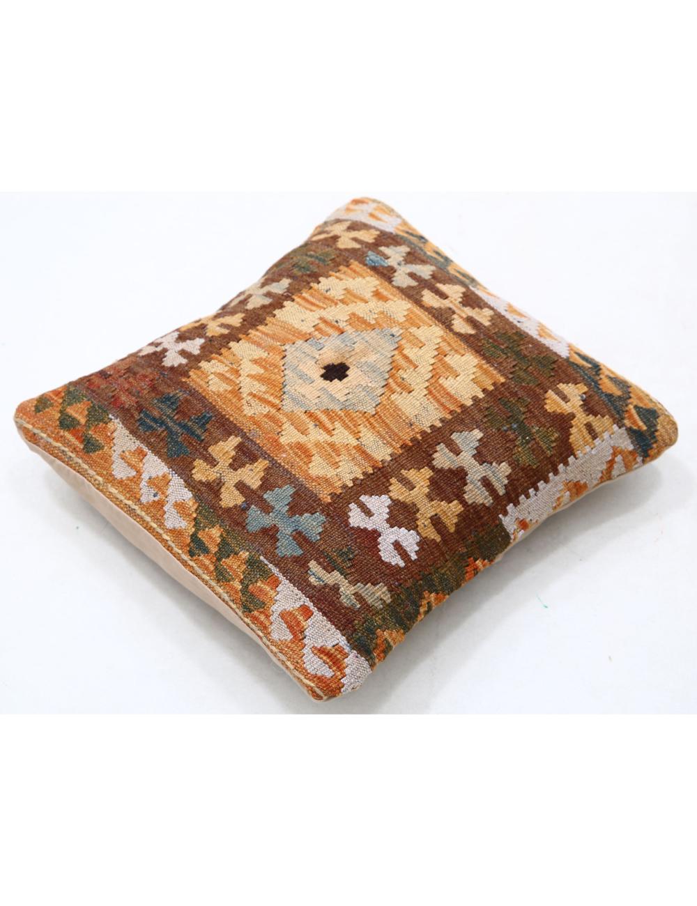 Hand Woven Tribal Multi Color Geometric Wool Pillow - 1'5'' x 1'5'' Arteverk Arteverk Rugs