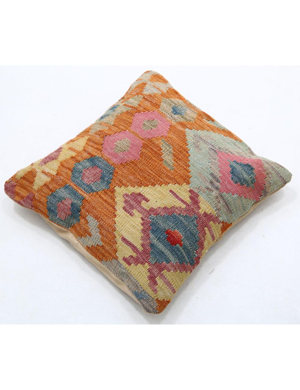 Hand Woven Tribal Multi Color Geometric Wool Pillow - 1'5'' x 1'5'' Arteverk Arteverk Rugs