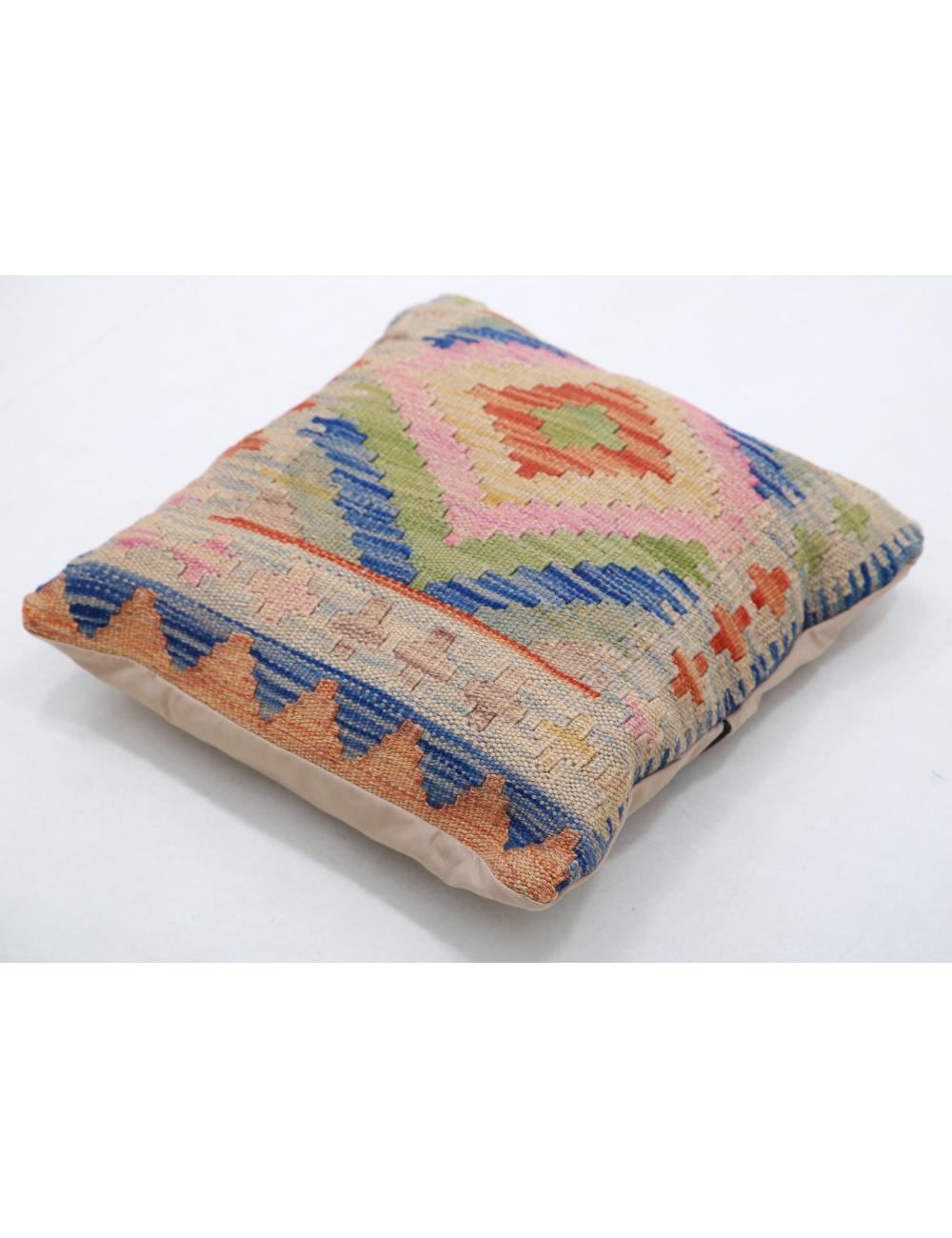 Hand Woven Tribal Multi Color Geometric Wool Pillow - 1'5'' x 1'5'' Arteverk Arteverk Rugs