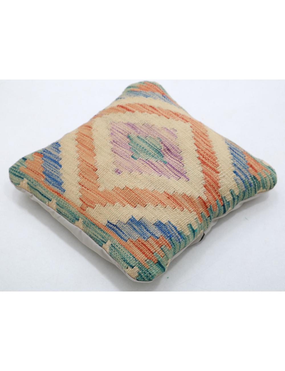 Hand Woven Tribal Multi Color Geometric Wool Pillow - 1'5'' x 1'5'' Arteverk Arteverk Rugs