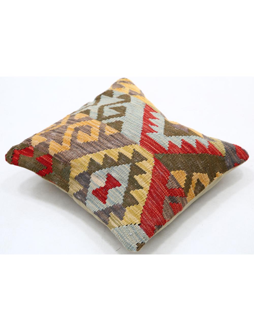 Hand Woven Tribal Multi Color Geometric Wool Pillow - 1'5'' x 1'5'' Arteverk Arteverk Rugs