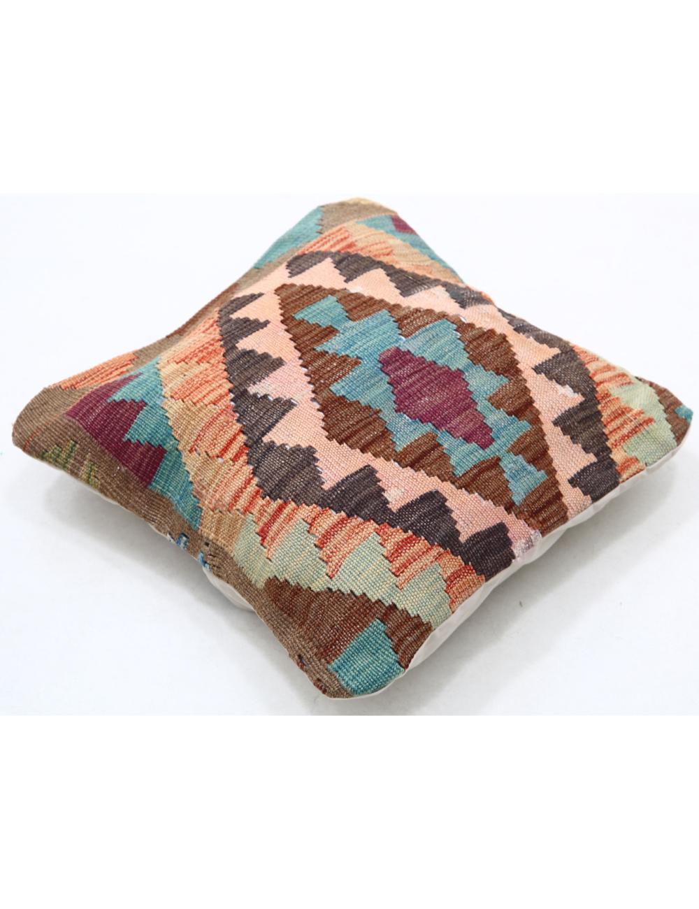 Hand Woven Tribal Multi Color Geometric Wool Pillow - 1'5'' x 1'5'' Arteverk Arteverk Rugs