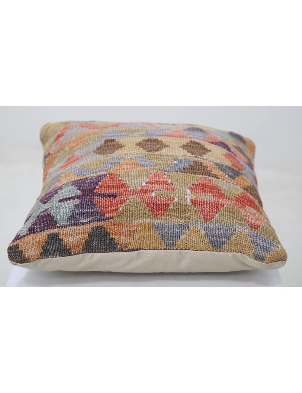 Hand Woven Tribal Multi Color Geometric Wool Pillow - 1'5'' x 1'5'' Arteverk Arteverk Rugs