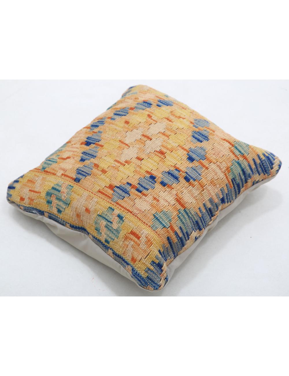 Hand Woven Tribal Multi Color Geometric Wool Pillow - 1'5'' x 1'5'' Arteverk Arteverk Rugs
