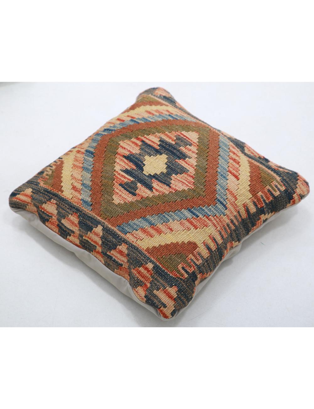 Hand Woven Tribal Multi Color Geometric Wool Pillow - 1'5'' x 1'5'' Arteverk Arteverk Rugs