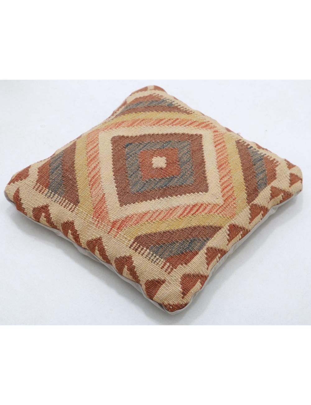 Hand Woven Tribal Multi Color Geometric Wool Pillow - 1'5'' x 1'5'' Arteverk Arteverk Rugs