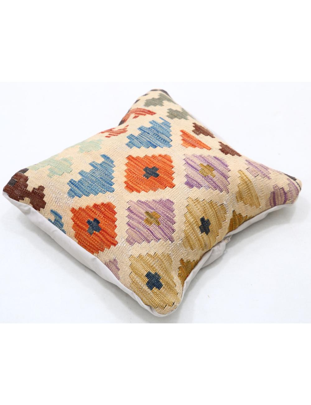 Hand Woven Tribal Multi Color Geometric Wool Pillow - 1'5'' x 1'5'' Arteverk Arteverk Rugs