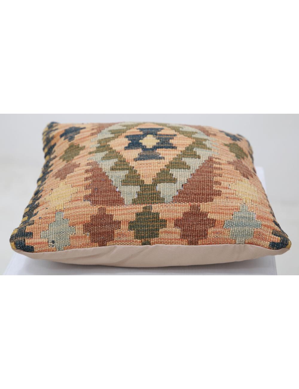 Hand Woven Tribal Multi Color Geometric Wool Pillow - 1'5'' x 1'5'' Arteverk Arteverk Rugs