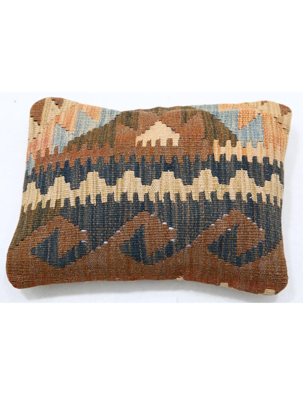 Hand Woven Tribal Multi Color Geometric Wool Pillow - 1&#39;0&#39;&#39; x 1&#39;5&#39;&#39; Arteverk Arteverk Rugs