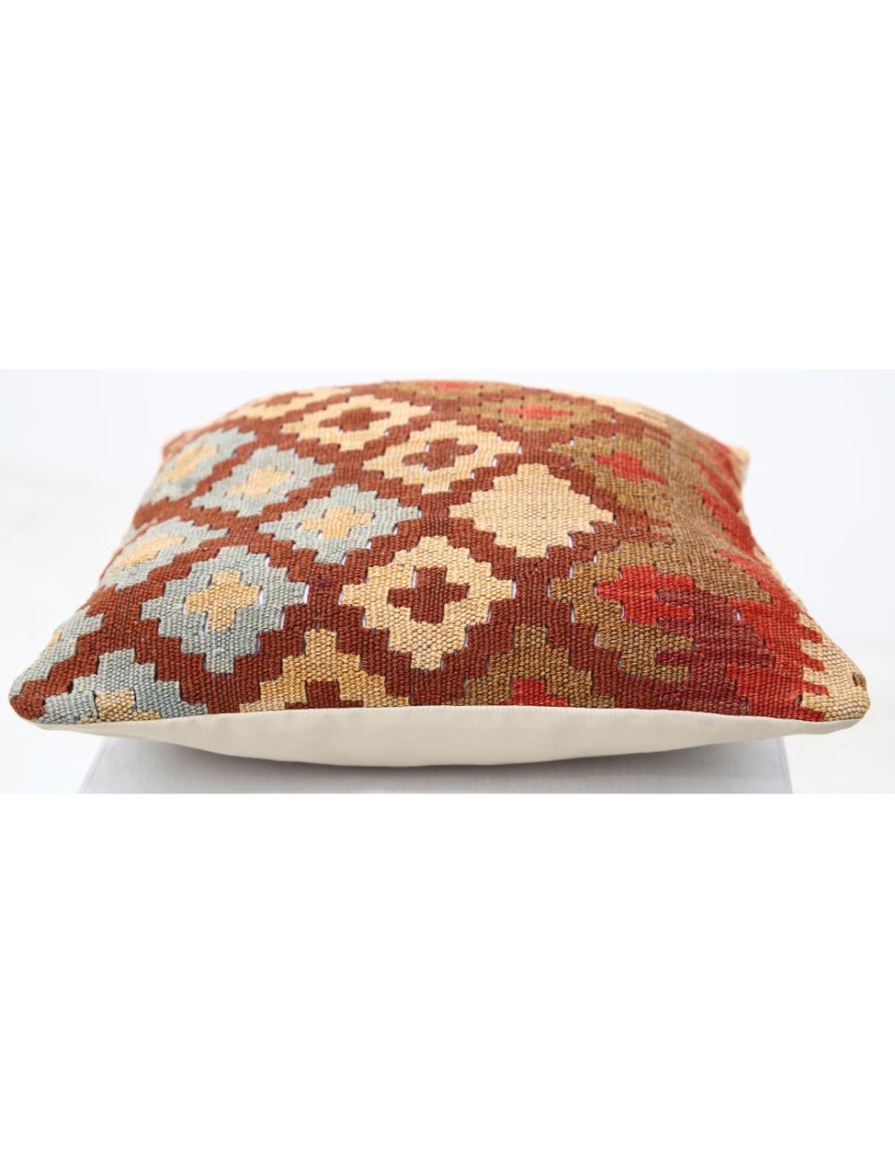 Hand Woven Tribal Multi Color Geometric Wool Pillow - 1'5'' x 1'5'' Arteverk Arteverk Rugs