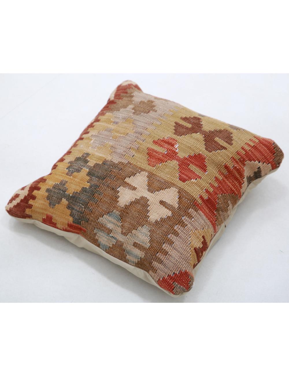 Hand Woven Tribal Multi Color Geometric Wool Pillow - 1'5'' x 1'5'' Arteverk Arteverk Rugs