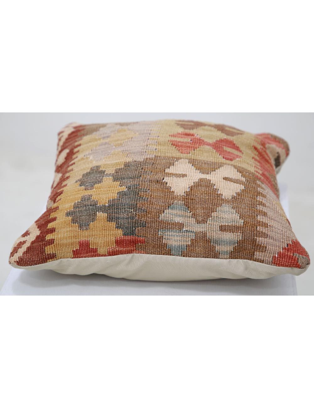 Hand Woven Tribal Multi Color Geometric Wool Pillow - 1'5'' x 1'5'' Arteverk Arteverk Rugs