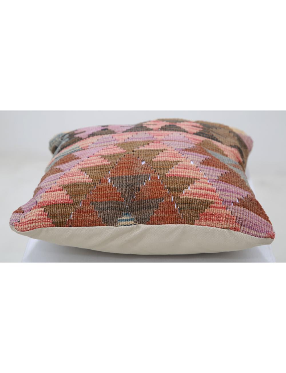 Hand Woven Tribal Multi Color Geometric Wool Pillow - 1'5'' x 1'5'' Arteverk Arteverk Rugs