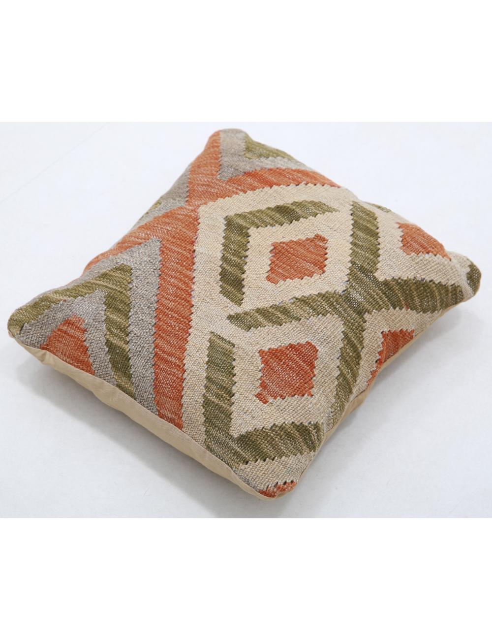 Hand Woven Tribal Multi Color Geometric Wool Pillow - 1'5'' x 1'5'' Arteverk Arteverk Rugs