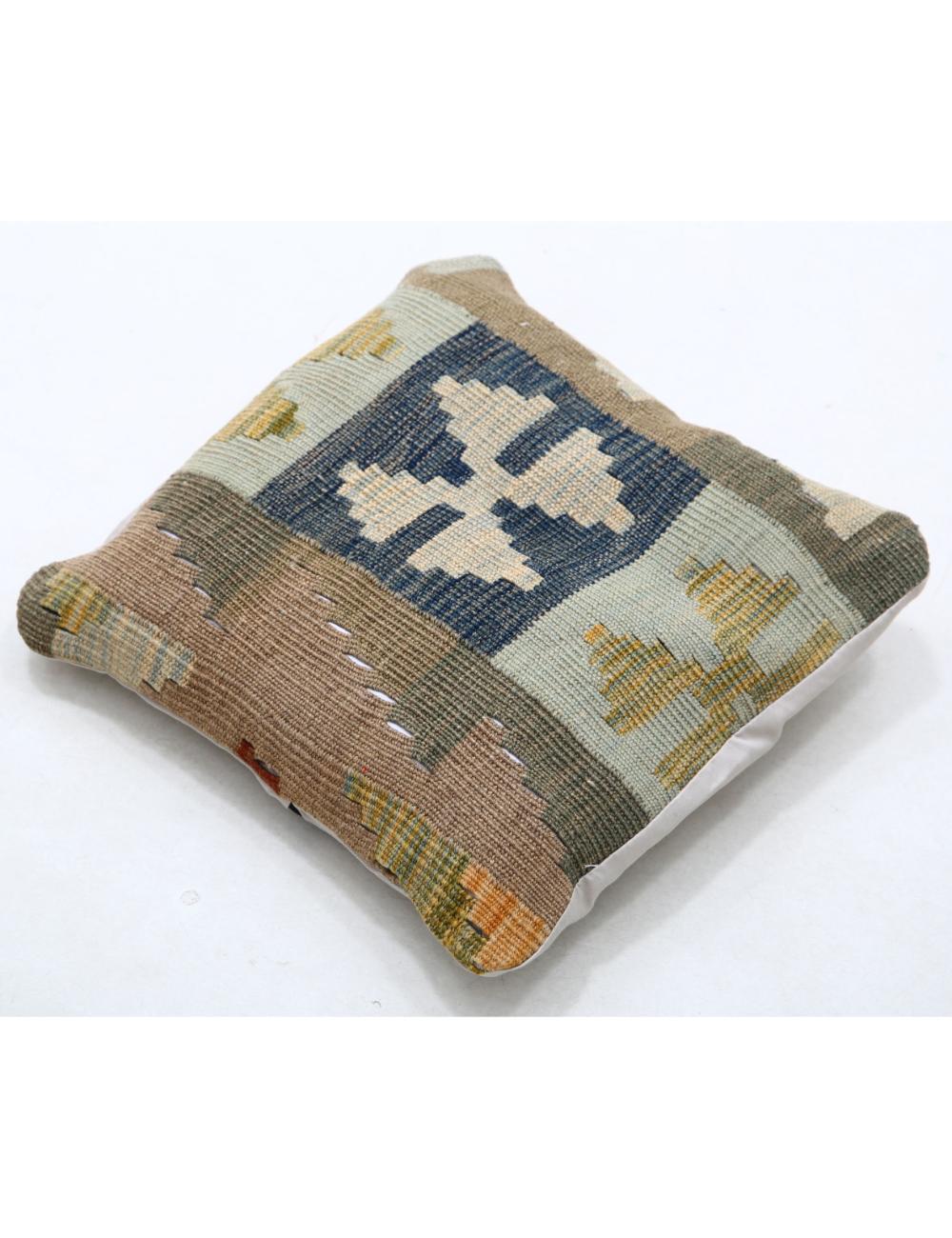 Hand Woven Tribal Multi Color Geometric Wool Pillow - 1'5'' x 1'5'' Arteverk Arteverk Rugs