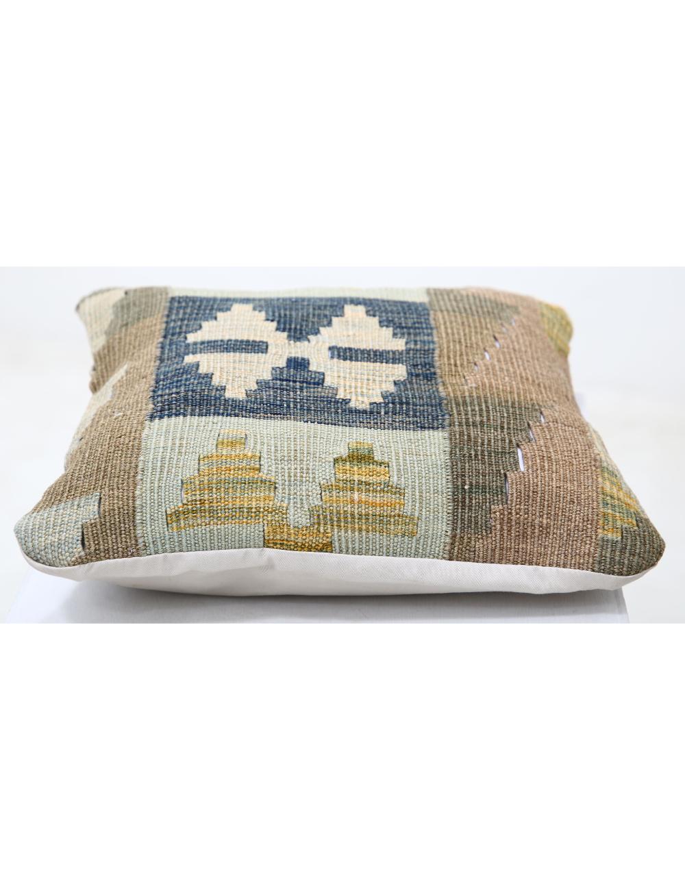 Hand Woven Tribal Multi Color Geometric Wool Pillow - 1'5'' x 1'5'' Arteverk Arteverk Rugs