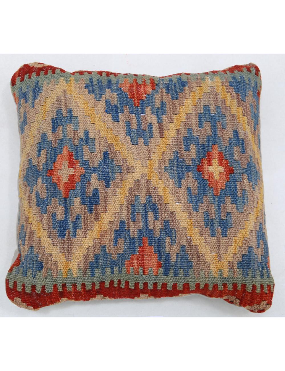 Hand Woven Tribal Multi Color Geometric Wool Pillow - 1'5'' x 1'5'' Arteverk Arteverk Rugs