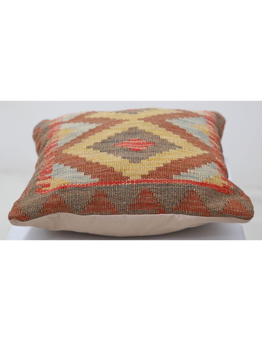 Hand Woven Tribal Multi Color Geometric Wool Pillow - 1'5'' x 1'5'' Arteverk Arteverk Rugs