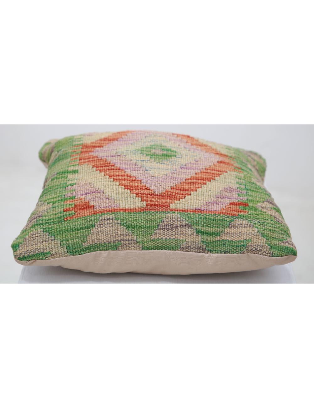 Hand Woven Tribal Multi Color Geometric Wool Pillow - 1'5'' x 1'5'' Arteverk Arteverk Rugs