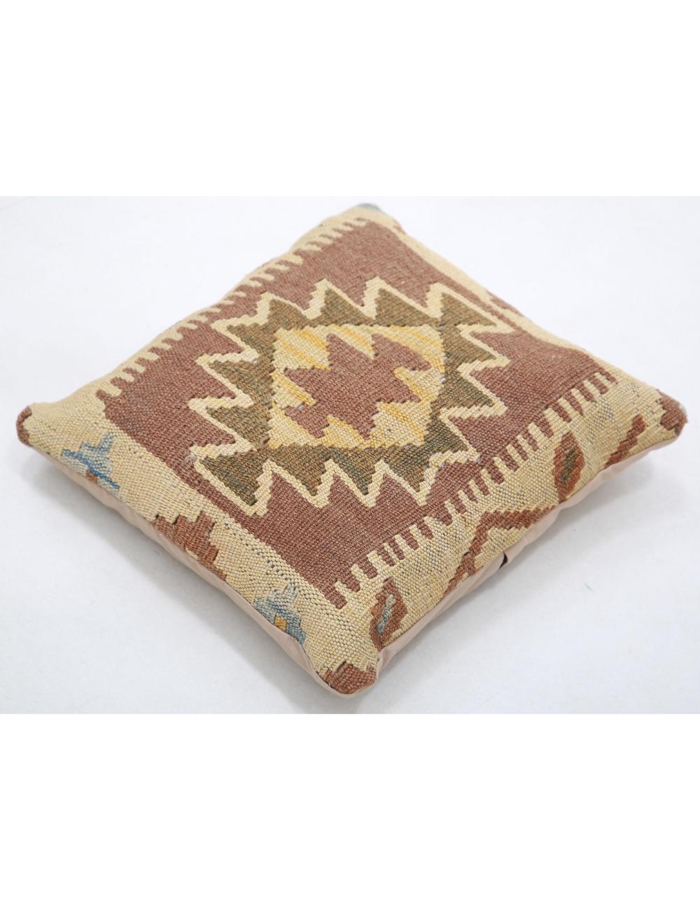 Hand Woven Tribal Multi Color Geometric Wool Pillow - 1'5'' x 1'5'' Arteverk Arteverk Rugs