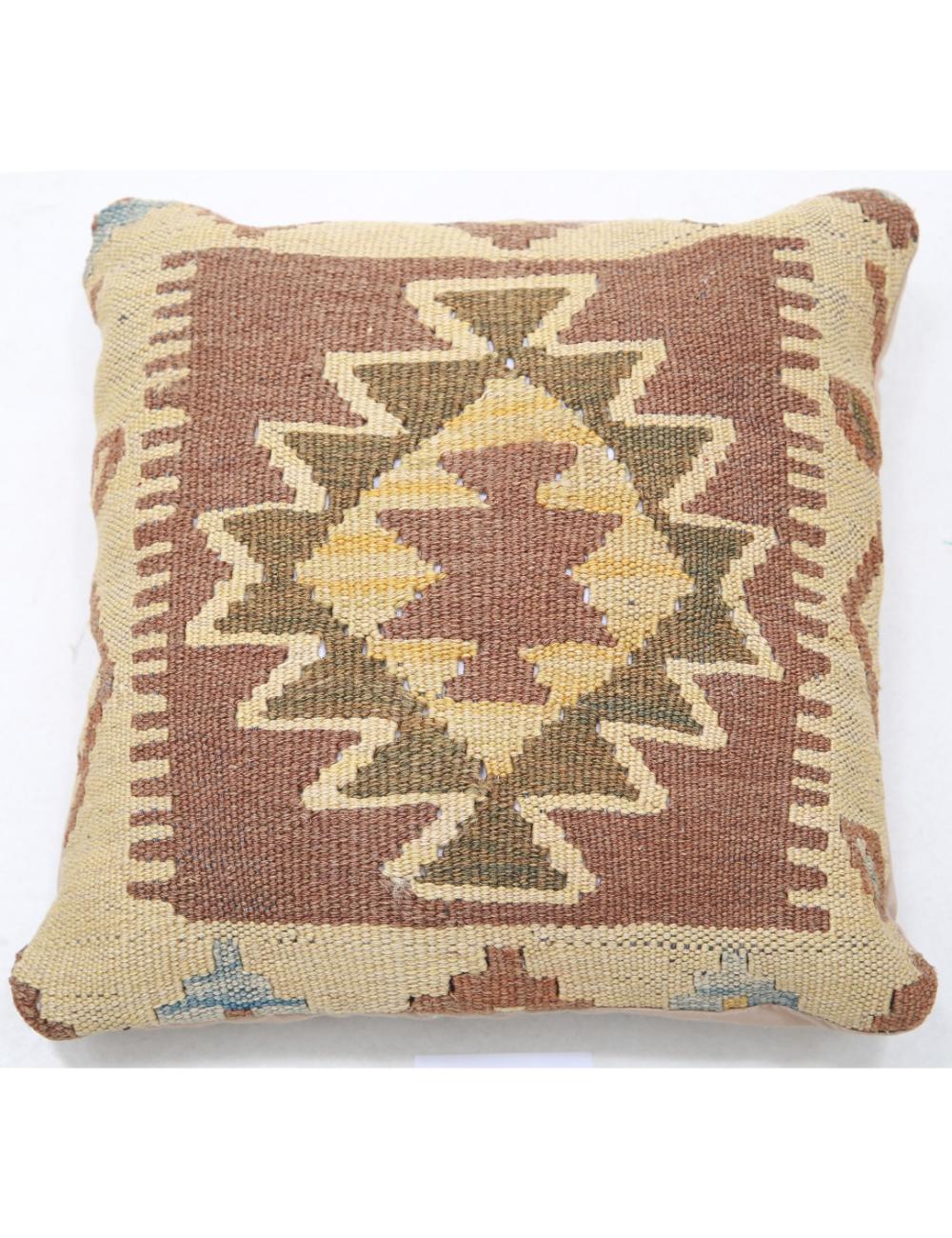 Hand Woven Tribal Multi Color Geometric Wool Pillow - 1&#39;5&#39;&#39; x 1&#39;5&#39;&#39; Arteverk Arteverk Rugs