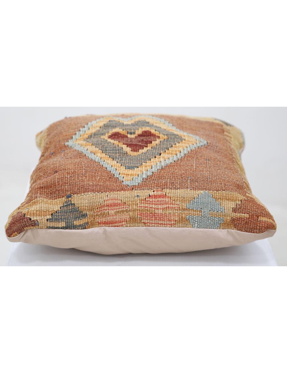 Hand Woven Tribal Multi Color Geometric Wool Pillow - 1'5'' x 1'5'' Arteverk Arteverk Rugs