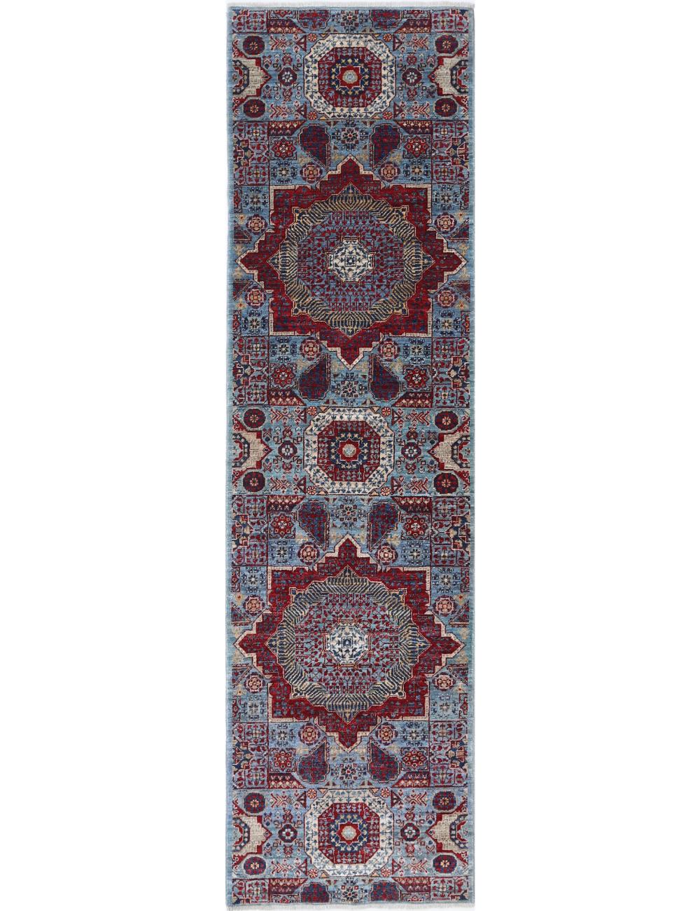 Hand Knotted Mamluk Wool Rug - 2'7'' x 9'9'' Arteverk Arteverk Rugs