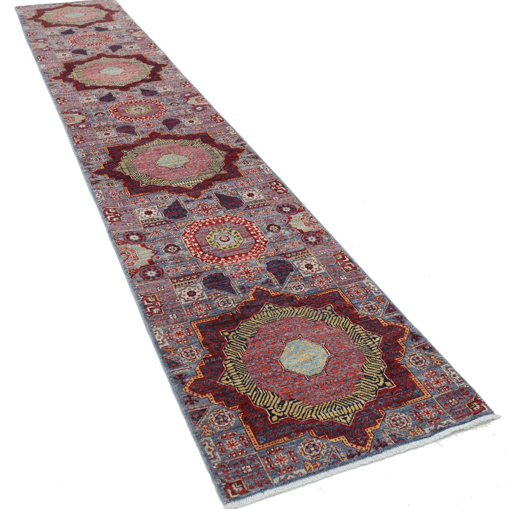 Hand Knotted Mamluk Wool Rug - 2'7'' x 14'10''