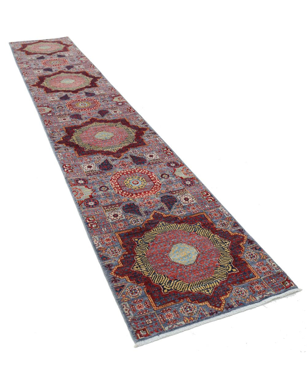 Hand Knotted Mamluk Wool Rug - 2'7'' x 14'10''