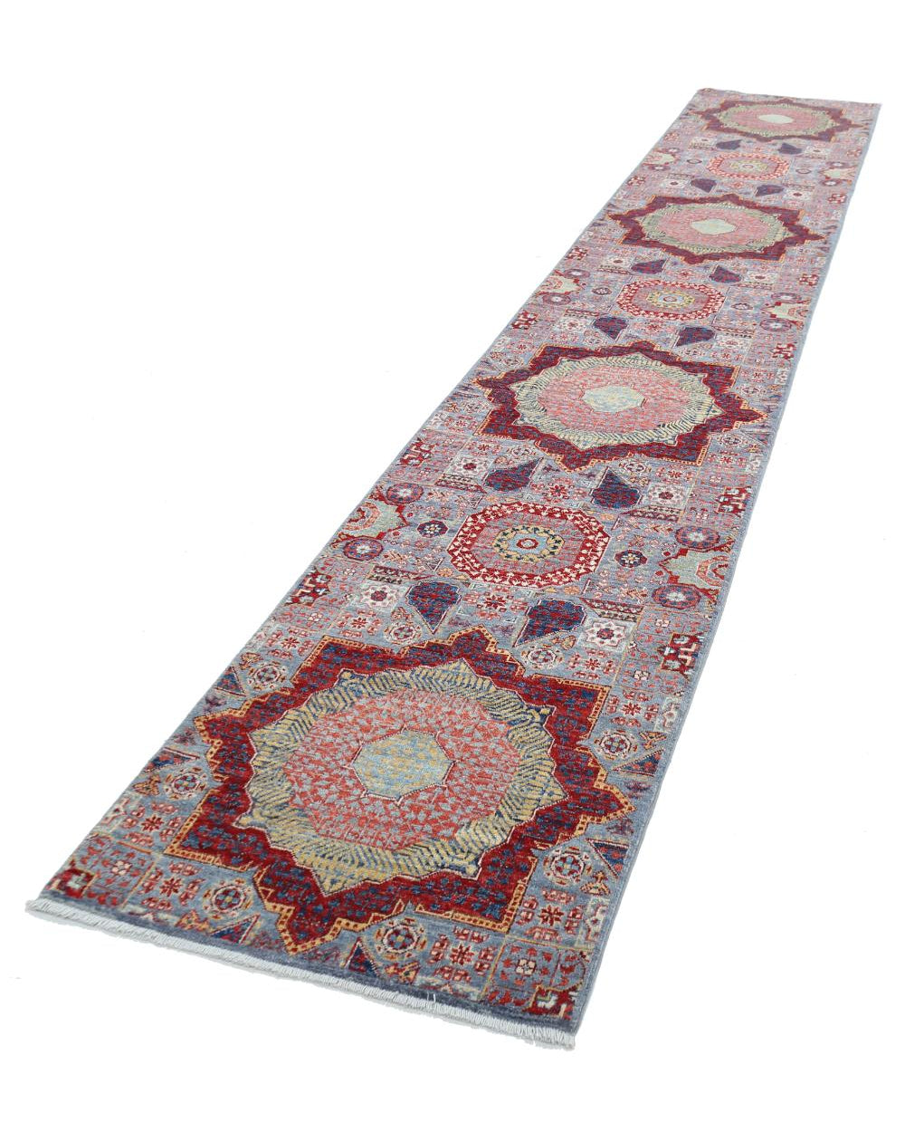 Hand Knotted Mamluk Wool Rug - 2'7'' x 14'10''