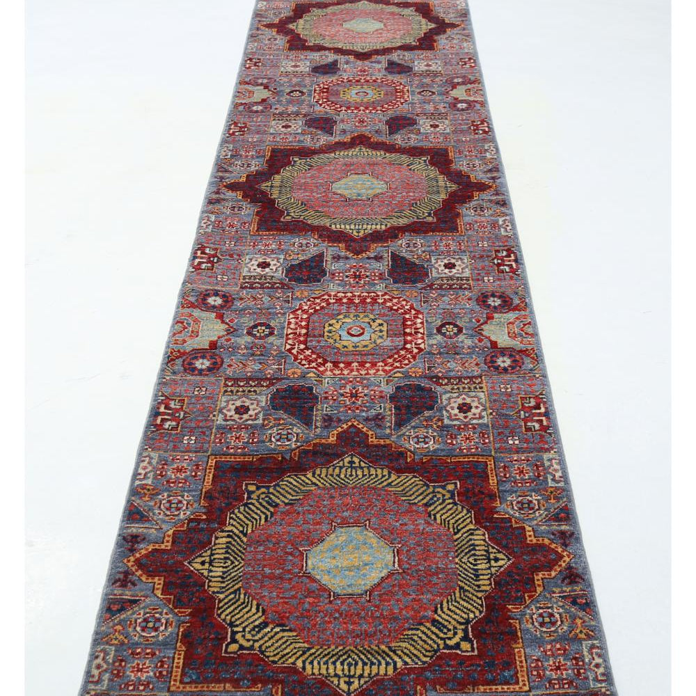 Hand Knotted Mamluk Wool Rug - 2'7'' x 14'10''