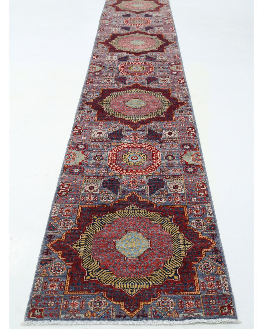 Hand Knotted Mamluk Wool Rug - 2'7'' x 14'10''