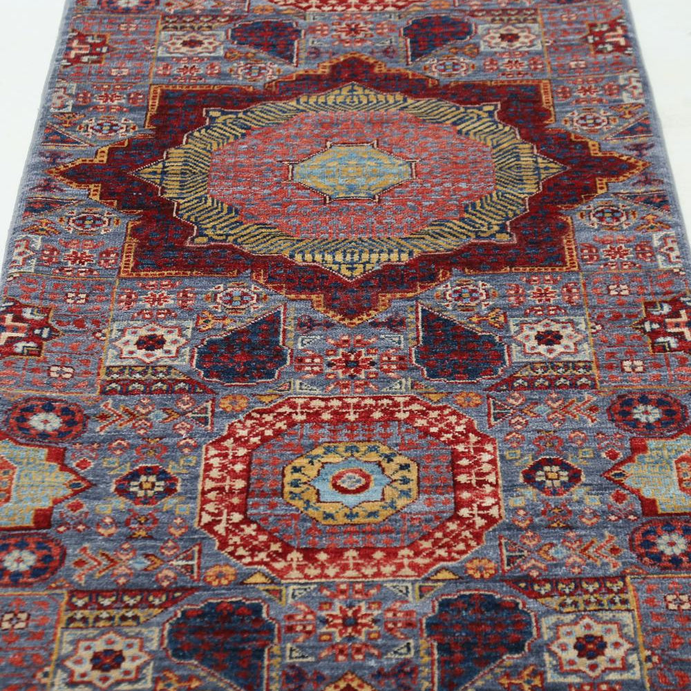 Hand Knotted Mamluk Wool Rug - 2'7'' x 14'10''
