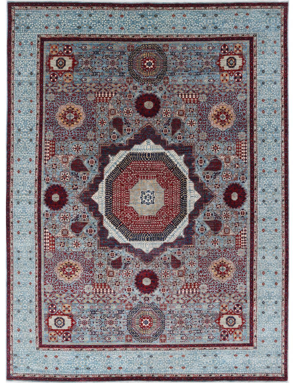 Hand Knotted Fine Mamluk Wool Rug - 8'10'' x 11'8'' Arteverk Arteverk Rugs