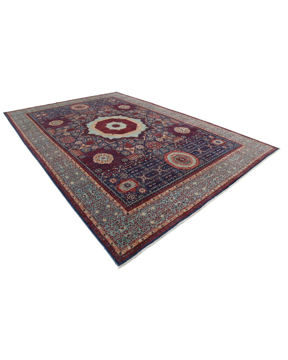 Alfombra de lana Mamluk fina anudada a mano - 9'10'' x 14'7''