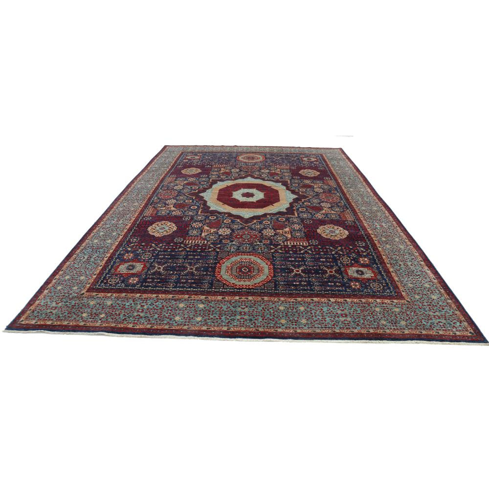 Alfombra de lana Mamluk fina anudada a mano - 9'10'' x 14'7''