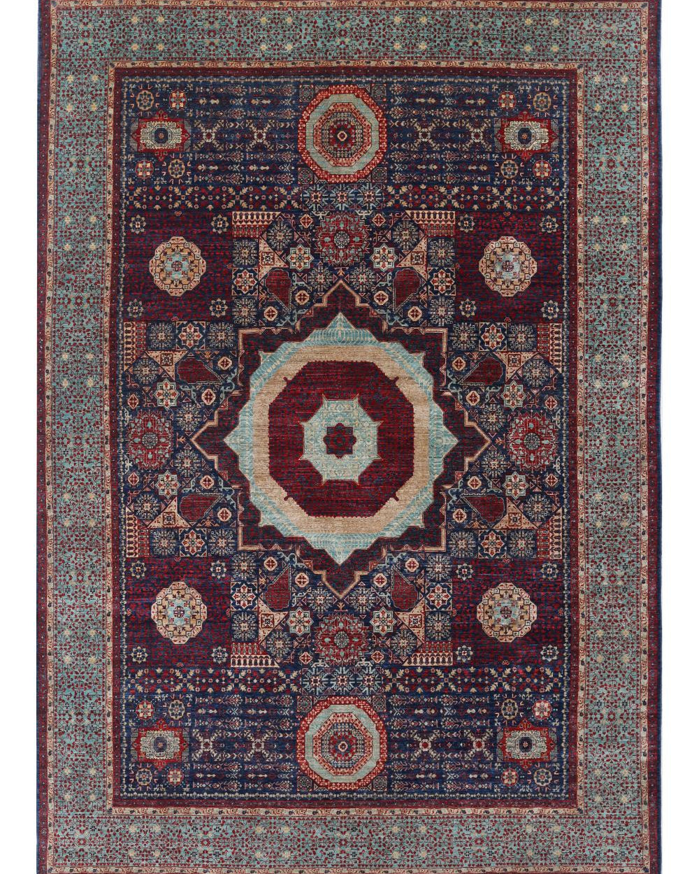 Alfombra de lana Mamluk fina anudada a mano - 9'10'' x 14'7''