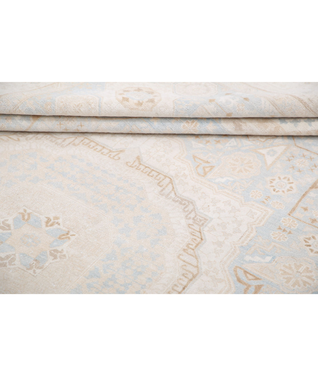 Hand Knotted Fine Mamluk Wool Rug - 6'3'' x 9'4'' 6'3'' x 9'4'' (188 X 280) / Blue / Ivory