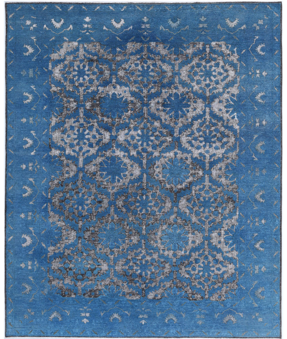 Hand Knotted Onyx Wool Rug - 7'10'' x 9'8'' 7'10'' x 9'8'' (235 X 290) / Blue / Blue