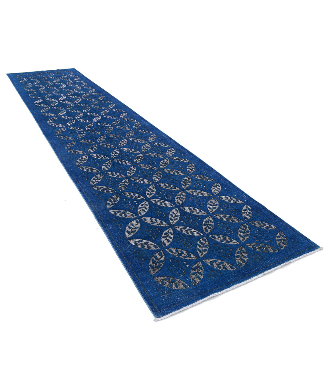 Hand Knotted Onyx Wool Rug - 3'9'' x 16'7'' 3'9'' x 16'7'' (113 X 498) / Blue / Blue