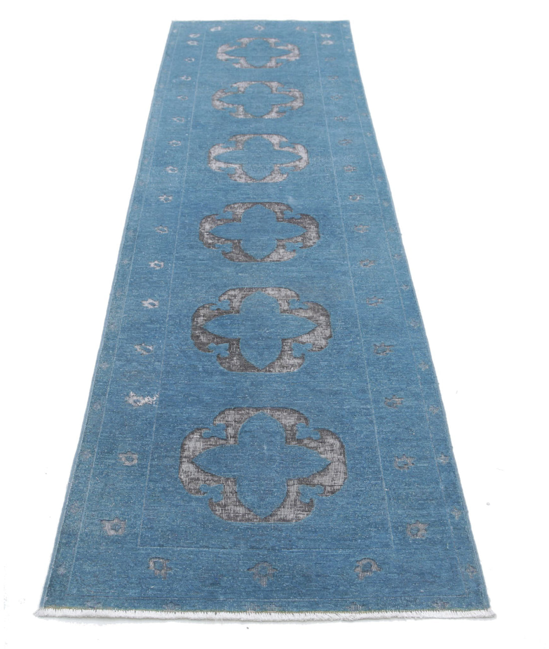 Hand Knotted Onyx Wool Rug - 2'6'' x 9'9'' 2'6'' x 9'9'' (75 X 293) / Blue / Blue