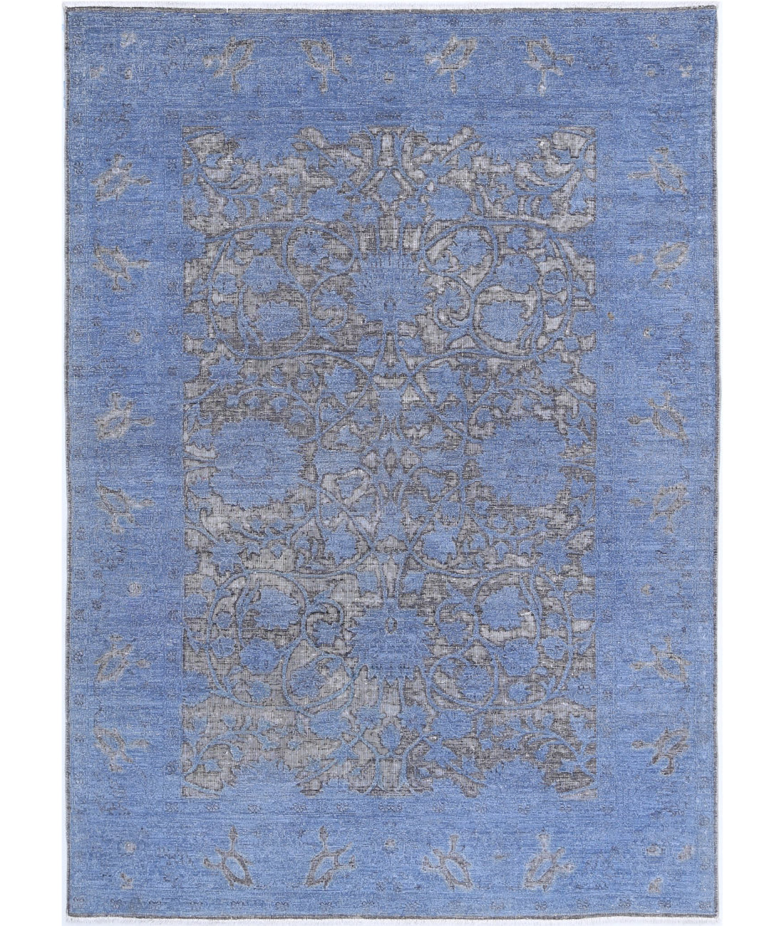Hand Knotted Onyx Wool Rug - 4'10'' x 6'11'' 4'10'' x 6'11'' (145 X 208) / Blue / Blue