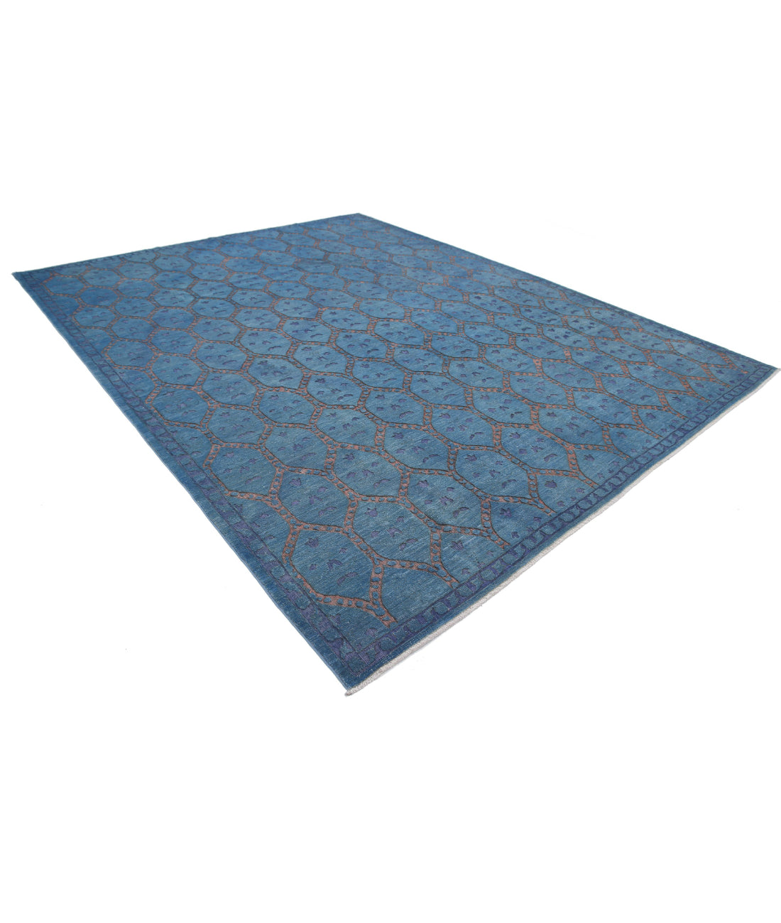 Hand Knotted Onyx Wool Rug - 10'2'' x 13'0'' 10'2'' x 13'0'' (305 X 390) / Blue / Peach