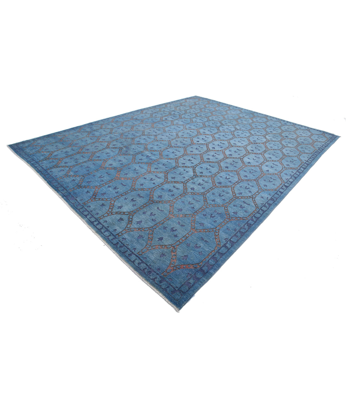 Hand Knotted Onyx Wool Rug - 10'2'' x 13'0'' 10'2'' x 13'0'' (305 X 390) / Blue / Peach