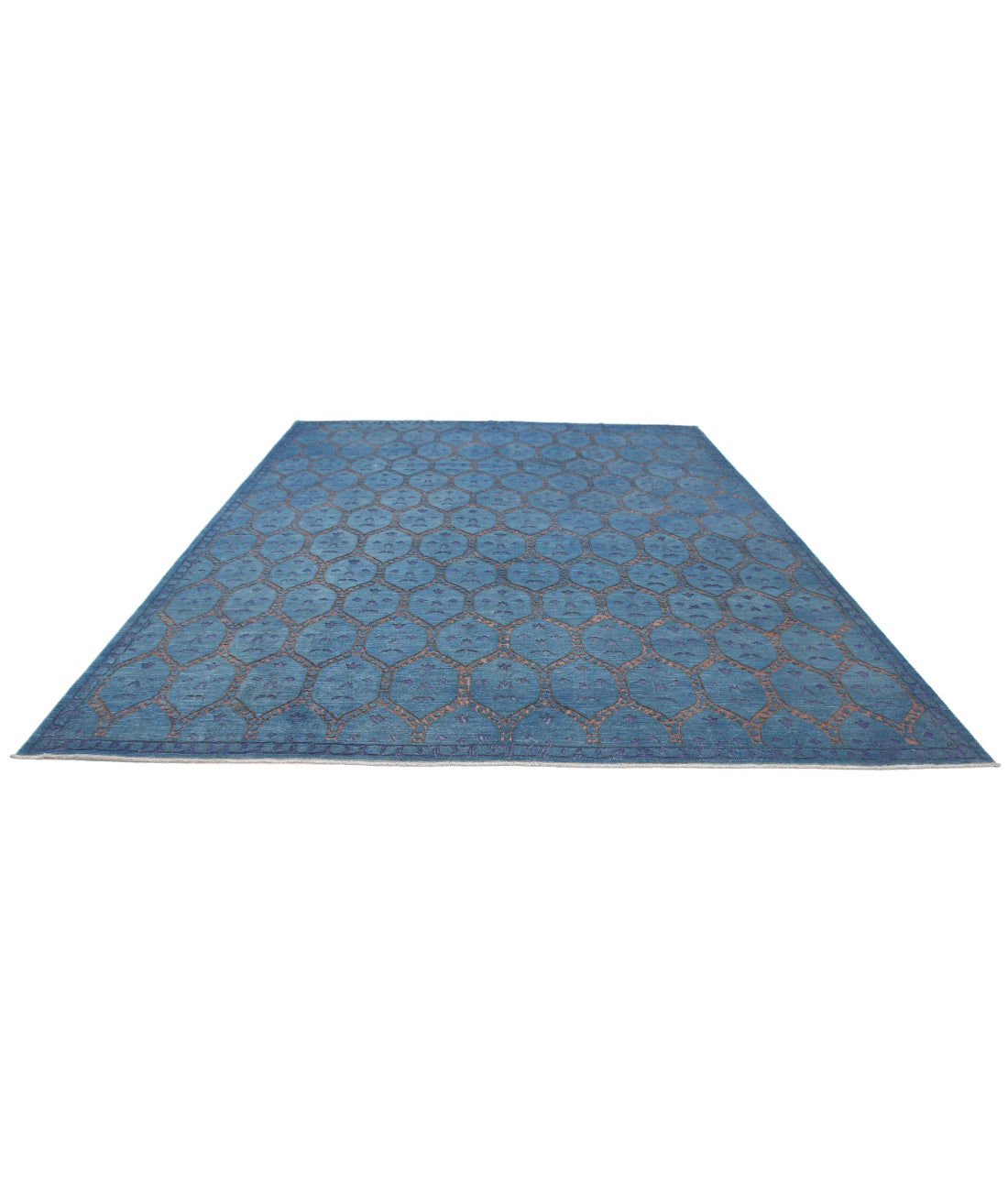 Hand Knotted Onyx Wool Rug - 10'2'' x 13'0'' 10'2'' x 13'0'' (305 X 390) / Blue / Peach