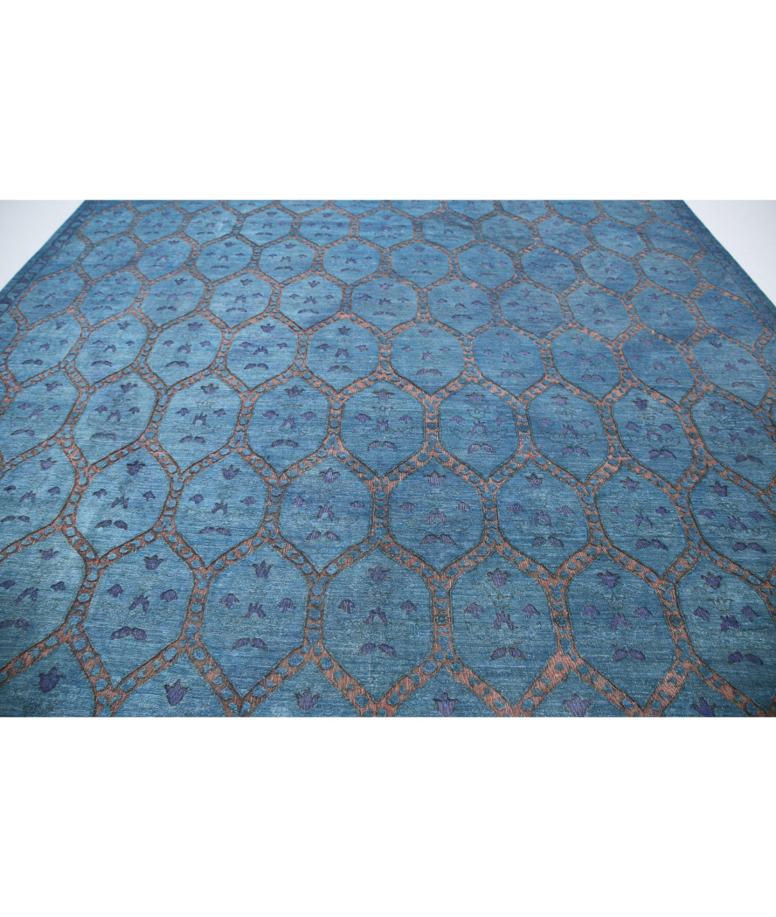 Hand Knotted Onyx Wool Rug - 10'2'' x 13'0'' 10'2'' x 13'0'' (305 X 390) / Blue / Peach