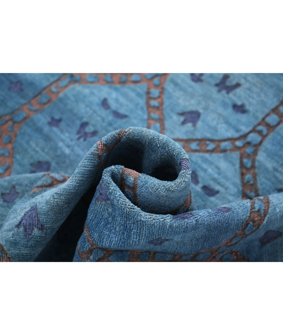 Hand Knotted Onyx Wool Rug - 10'2'' x 13'0'' 10'2'' x 13'0'' (305 X 390) / Blue / Peach
